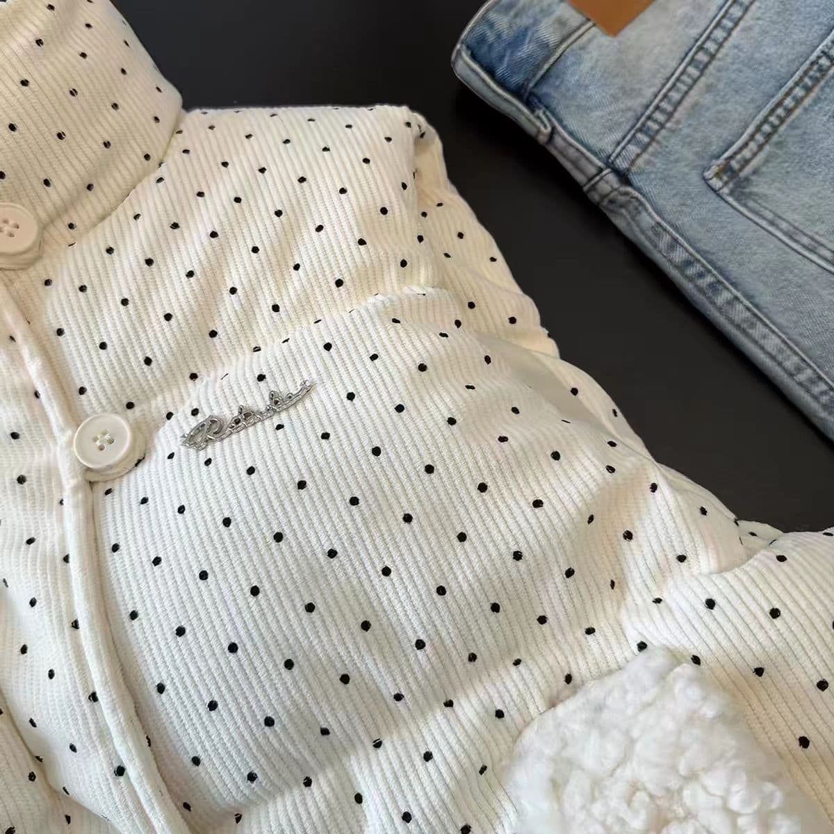 가을 겨울철 한국 스타일 다용도 달콤함 도트 무늬 면 의류 베스트 작은 키 일본식 보온 패션 민소매 어깨 상세 이미지 11