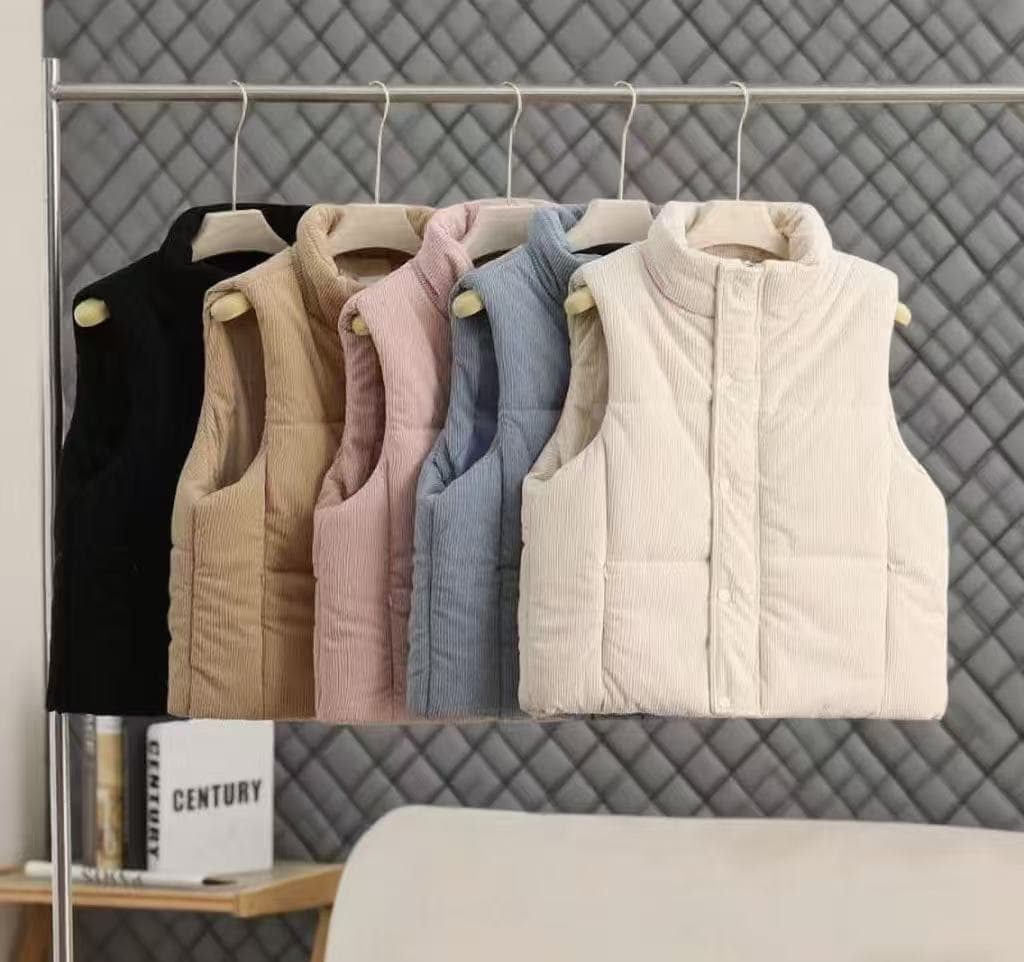 실사 한 부서 새로운 가을 겨울철 코듀로이 아래 면화 의류 면 조끼 여자 조끼 어깨 재킷 조끼 여성 이미지 2