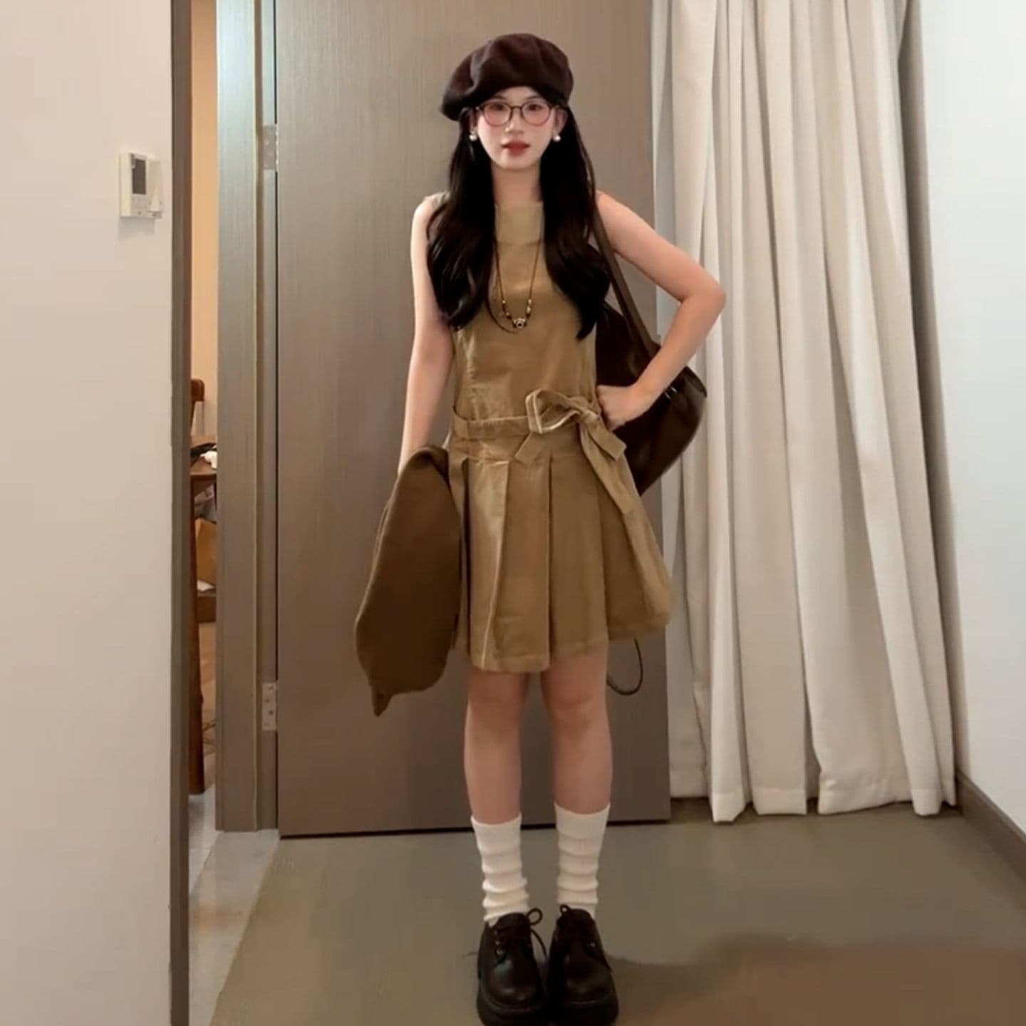 프랑스식 품격 조끼 원피스 아이들 가을 2026 새로운 고급 센스 이른 가을 한 부서 착용 가져 가라. 에이즈 환자 세트 이미지 4
