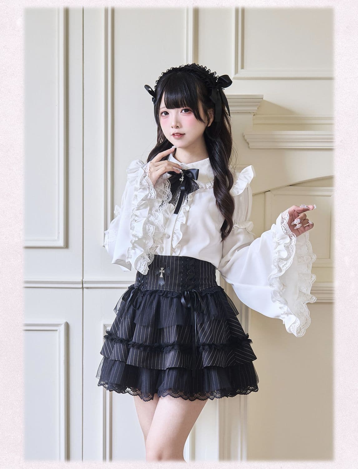 2026 가을 의상 밤 핀치 지 소매 셔츠 새싹 서비스 대량 생산 종류 맨위 형제 특별 lolita 일본식 이문화 상세 이미지 3