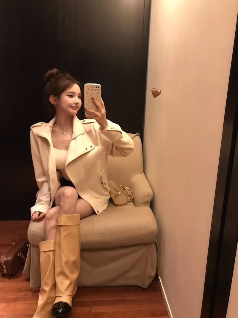 고급 센스 스웨이드 원단 폴로 칼라 긴팔 재킷 여성 의류 가을 2025 새로운 루즈핏 슬림해 보이는 다용도 재킷 맨위 상세 이미지 8