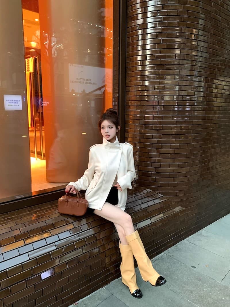 고급 센스 스웨이드 원단 폴로 칼라 긴팔 재킷 여성 의류 가을 2025 새로운 루즈핏 슬림해 보이는 다용도 재킷 맨위 상세 이미지 16
