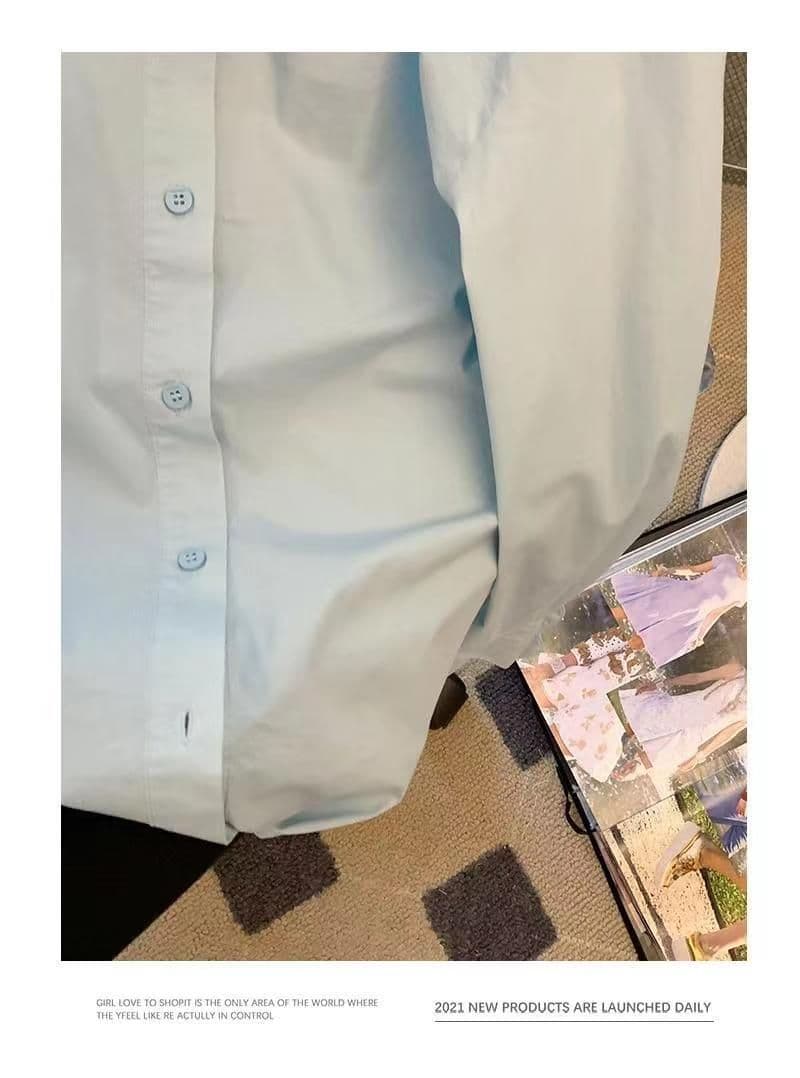 프랑스식 달콤함 파란색 베이비 칼라 여성 셔츠 2026 가을 새로운 패션 품격 디자인 센스 셔츠 상세 이미지 12