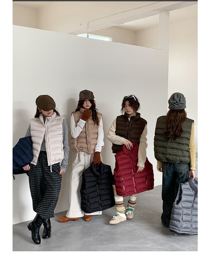 m-5xl 얇고 가벼운 면 베스트 가을 겨울 대외 무역 여성 다용도 쇼트 스타일 보온 스탠드 칼라 민소매 어깨 외부 가져 가라. 조끼 상세 이미지 19