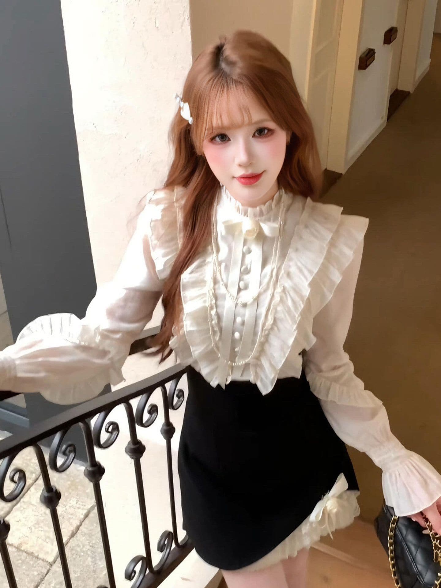 한 부서 부유 한 가족 천 골드 착용 가져 가라. 에이즈 환자 여성 세트 봄 여름 프랑스식 품격 고급 센스 셔츠 반신 스커트 투피스 세트 상세 이미지 4