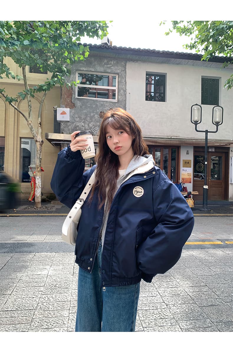 아메리칸 레트로 쇼트 스타일 면 의류 여성 양털 털이 있는 목화 진딧물 겨울 새로운 학생 oversize 재킷 트렌디 상세 이미지 10