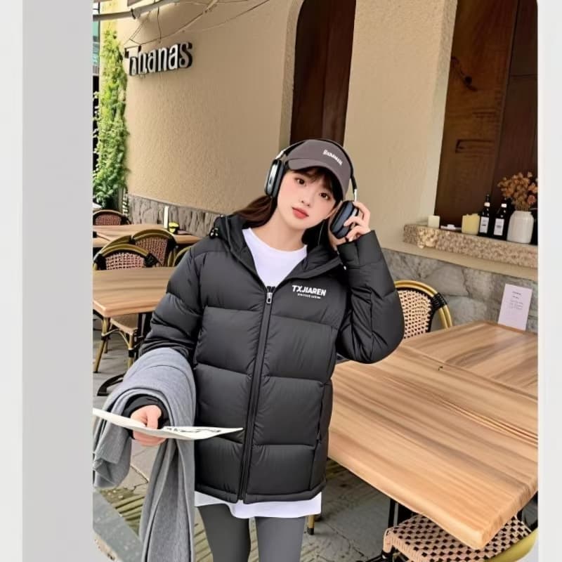 밝은 세계 가을 아래 면화 의류 여성 짧은 후드 2026 년 새로운 겨울 커플 남자 두꺼운 루즈핏 패딩 재킷 이미지 4