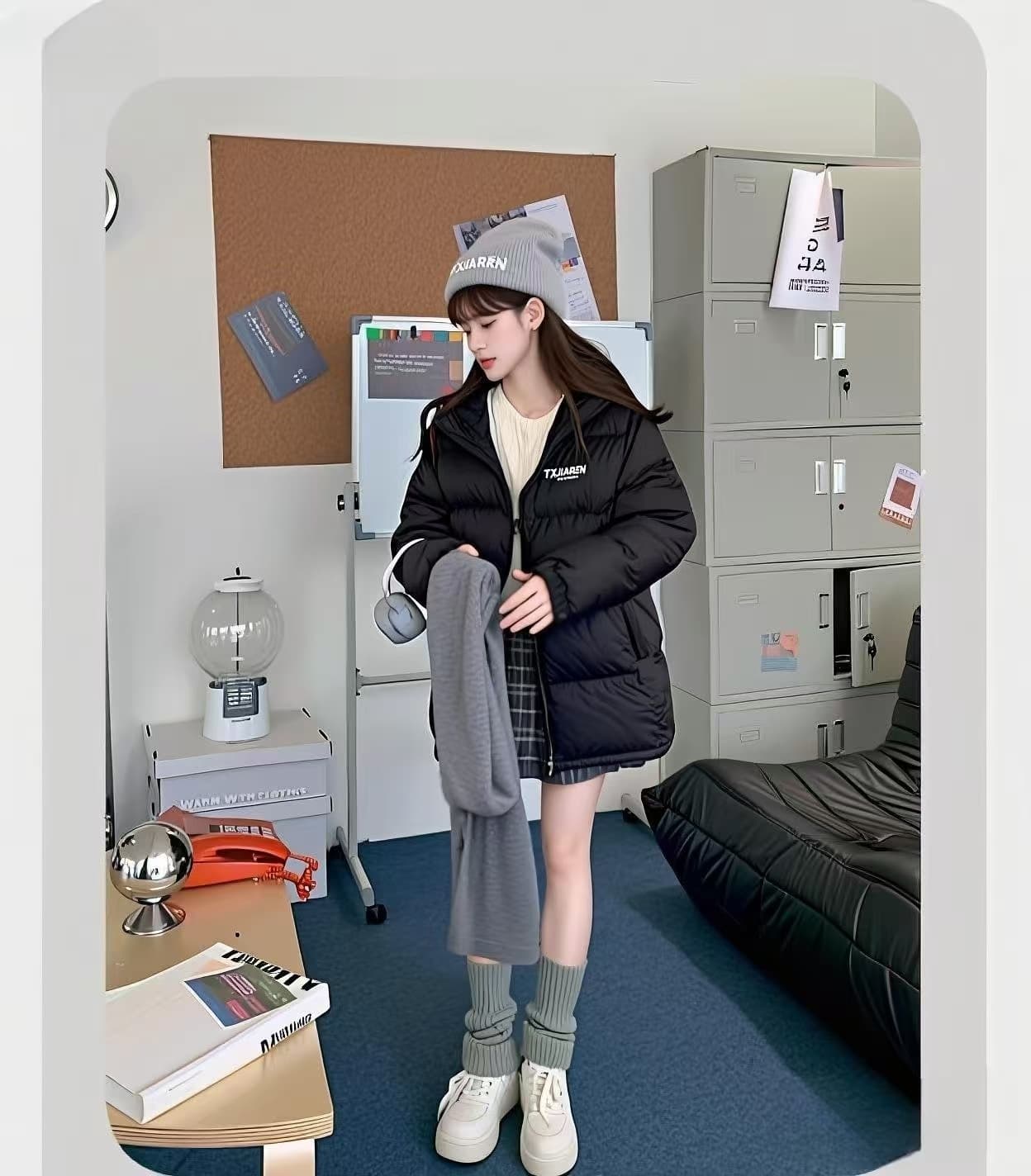 밝은 세계 가을 아래 면화 의류 여성 짧은 후드 2026 년 새로운 겨울 커플 남자 두꺼운 루즈핏 패딩 재킷 상세 이미지 1