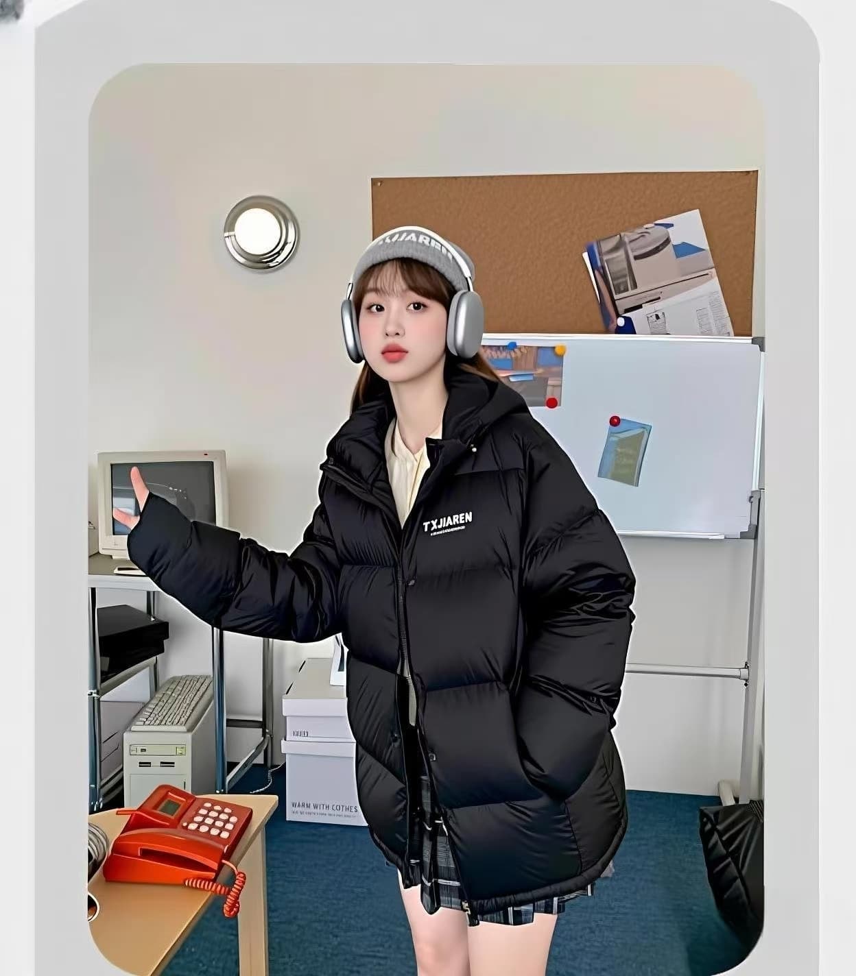 밝은 세계 가을 아래 면화 의류 여성 짧은 후드 2026 년 새로운 겨울 커플 남자 두꺼운 루즈핏 패딩 재킷 상세 이미지 15