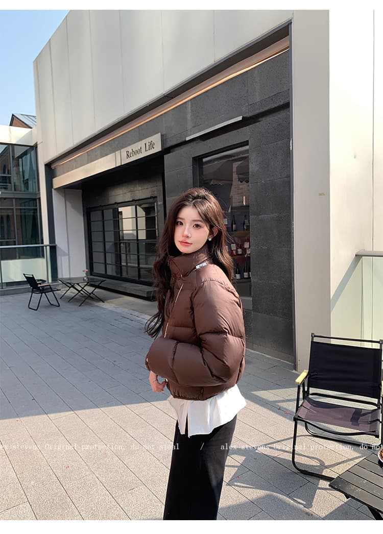 아메리칸 켄 콩 겨울 새로운 아래 면화 의류 여성 짧은 패션 스탠드 칼라 작은 키 빵 외투 상세 이미지 25