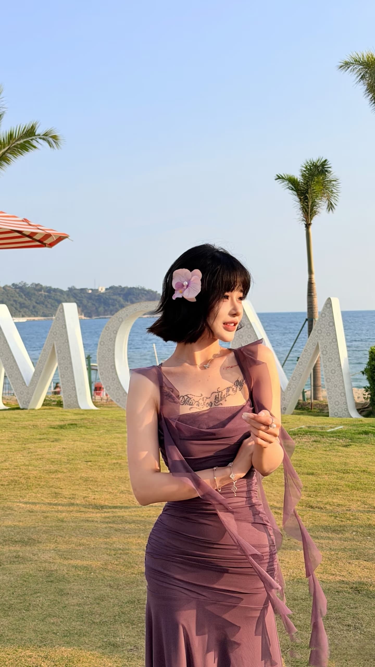 섹시함 순수한 욕망 광장 칼라 망사 슬립 보라색 드레스 여름 백리스 타이트 스커트 롱 스커트 휴가 치마 해변가 상세 이미지 1