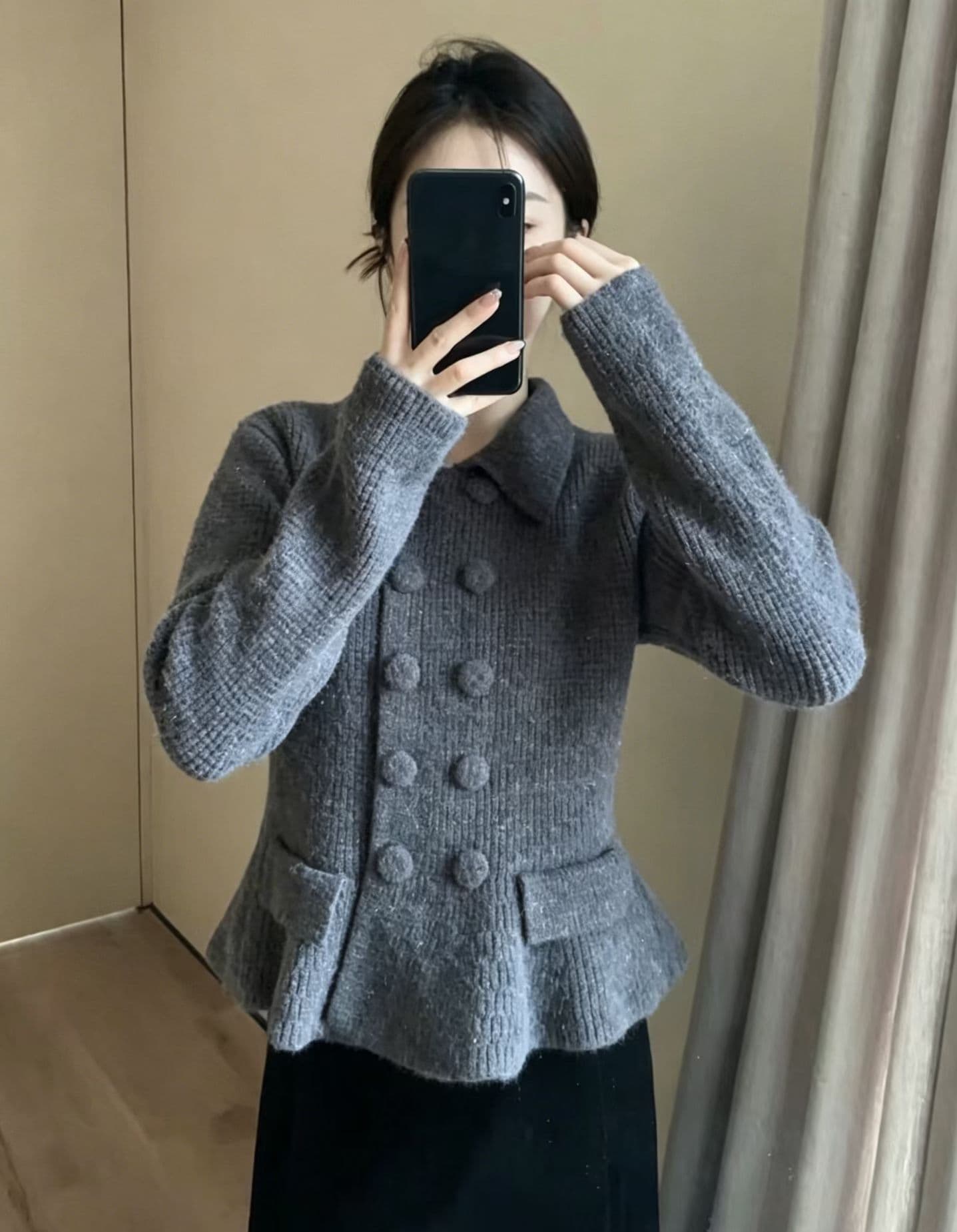 프랑스식 작은 샤넬 스타일 폴로 칼라 스웨터 오픈 가디건 여자 2026 새로운 가을 두꺼운 허리 수축 니트 재킷 맨위 상세 이미지 6