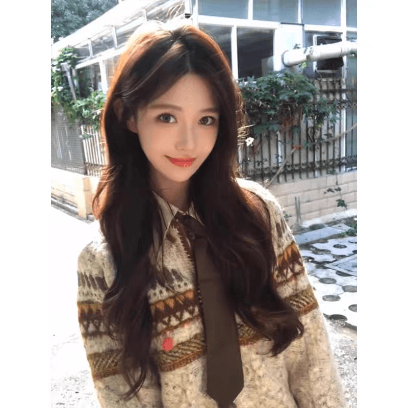 공정한 섬 자카드 스웨터 코트 가을 겨울 여성 의류 작은 키 레트로 라운드 넥 니트 오픈 가디건 몸매 가꾸기 쇼트 스타일 맨위 이미지 3