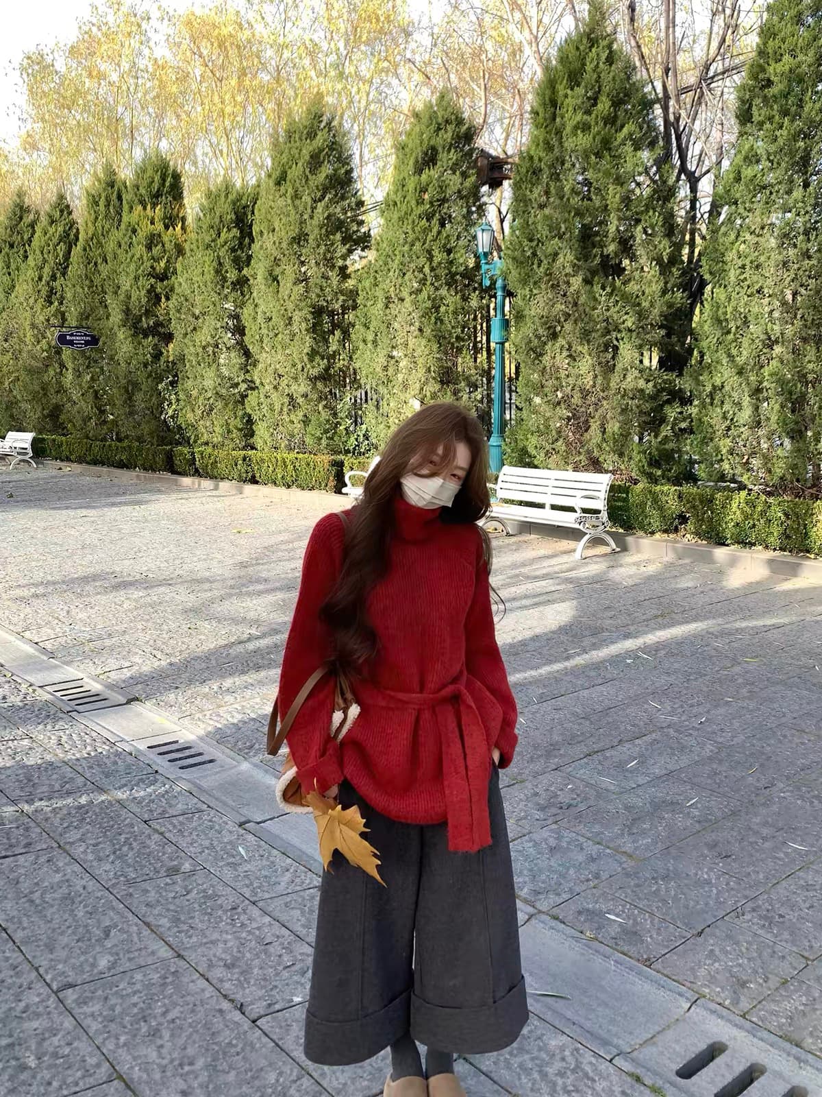 xxiiuu 빨간색 셔츠 제목 겨울 겨울 새로운 2026 오래된 돈 터틀넥 스웨터 여자 만나는 니트 스웨터 인사이드 잡아라. 의류 이미지 4