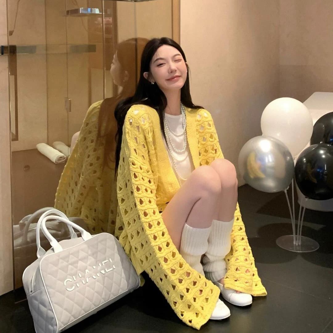 프랑스식 디자인 섹션 홀로우 아웃 니트 스웨터 여성 봄 루즈핏 레트로 긴팔 카디건 코트 맨위 상세 이미지 3