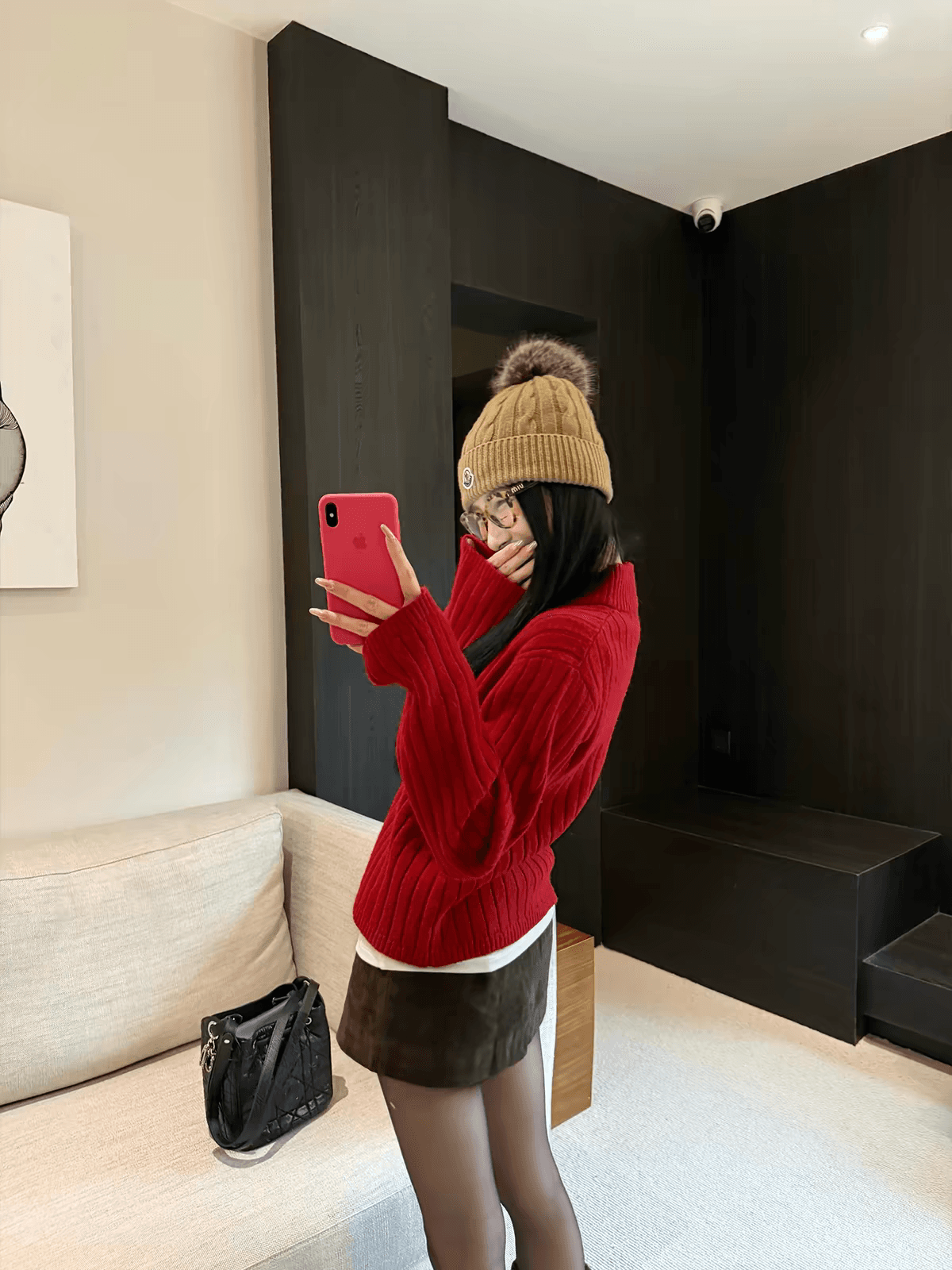 70 아니요 칠십 신년 로브 두꺼운 빨간색 스웨터 오픈 가디건 한 부서 착용 가져 가라. 더블 지퍼 니트 재킷 이미지 2
