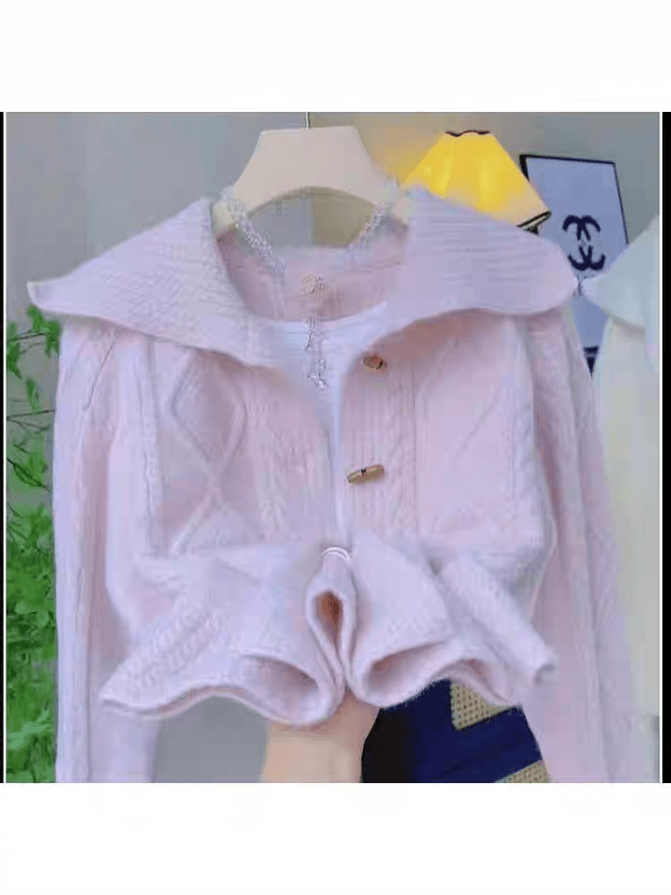 느긋한 폴로 칼라 꽈배기 스웨터 다용도 가을 겨울 두꺼운 오픈 가디건 새로운 재킷 단색 루즈핏 소뿔 니트 맨위 상세 이미지 4