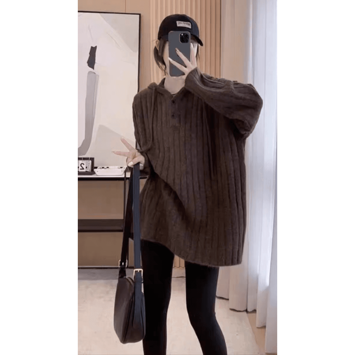 2026 가을 겨울철 새로운 구덩이 기사 후드 스웨터 여자 와이드 부드러운 찹쌀 느긋한 바람 인사이드 가져 가라. 니트 스웨터 후드티 재킷 이미지 5