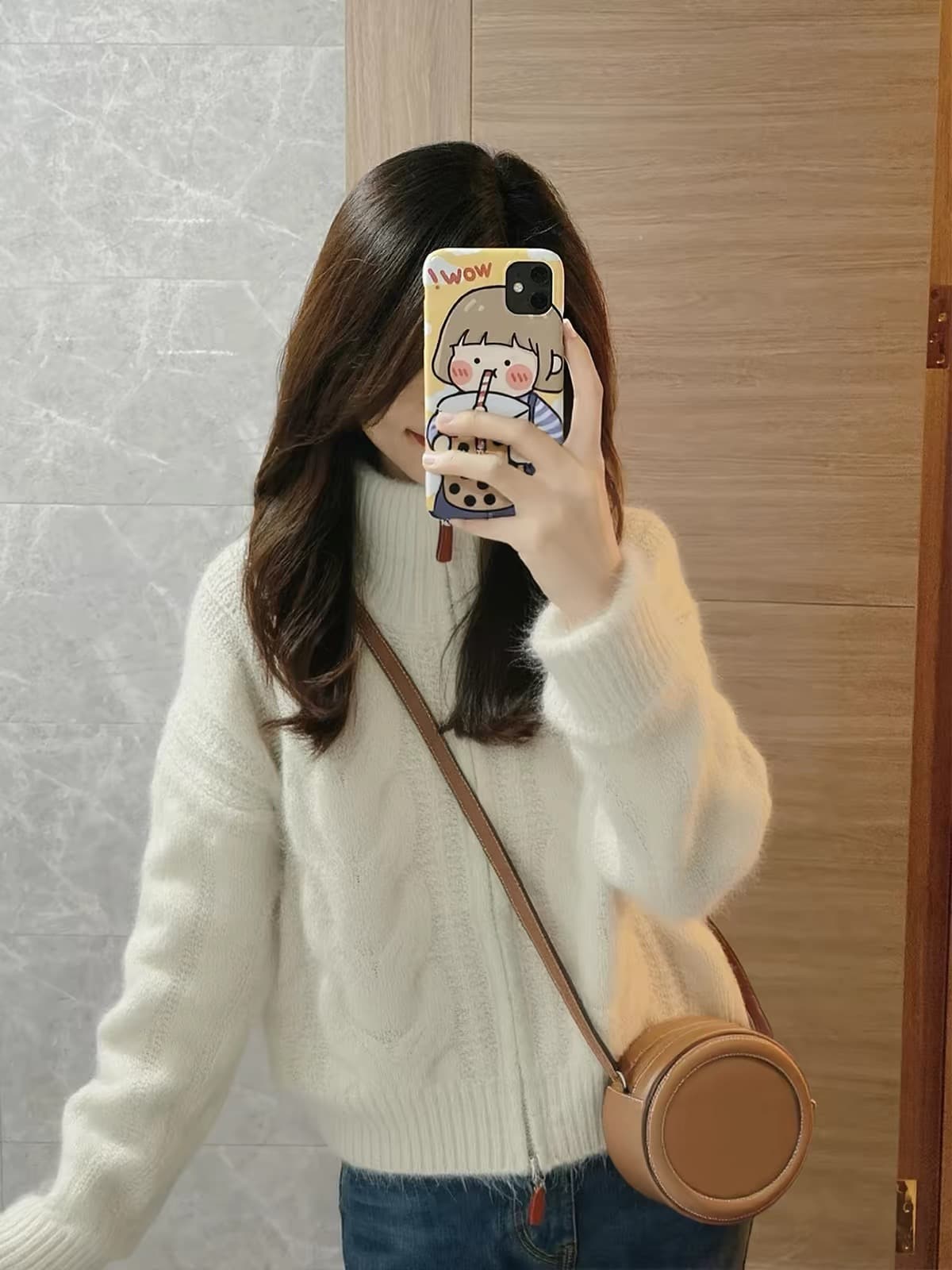 프랑스식 작은 샤넬 스타일 화이트 터틀넥 꽈배기 니트 오픈 가디건 스웨터 여성 코트 겨울 의류 우유 씽 하는 소리 두꺼운 작은 맨위 상세 이미지 2