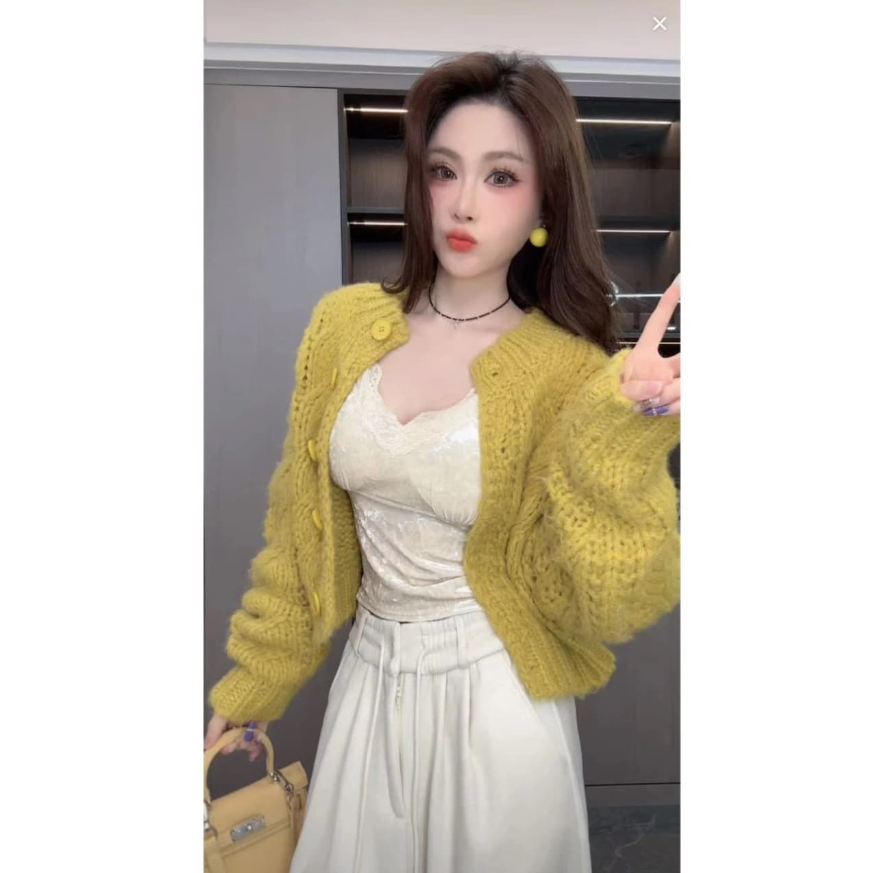嘎嘎 디스플레이 화이트 부드러운 찹쌀 叽 叽 sister 원본 니트 스웨터 상세 이미지 2