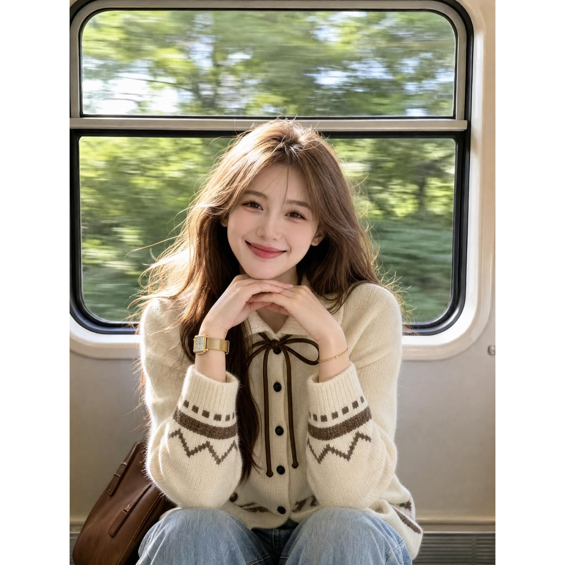 폴로 칼라 레이스업 스웨터 여성 코트 가을 겨울 새로운 그리드 레이 부서 회색 니트 오픈 가디건 레트로 자카드 맨위