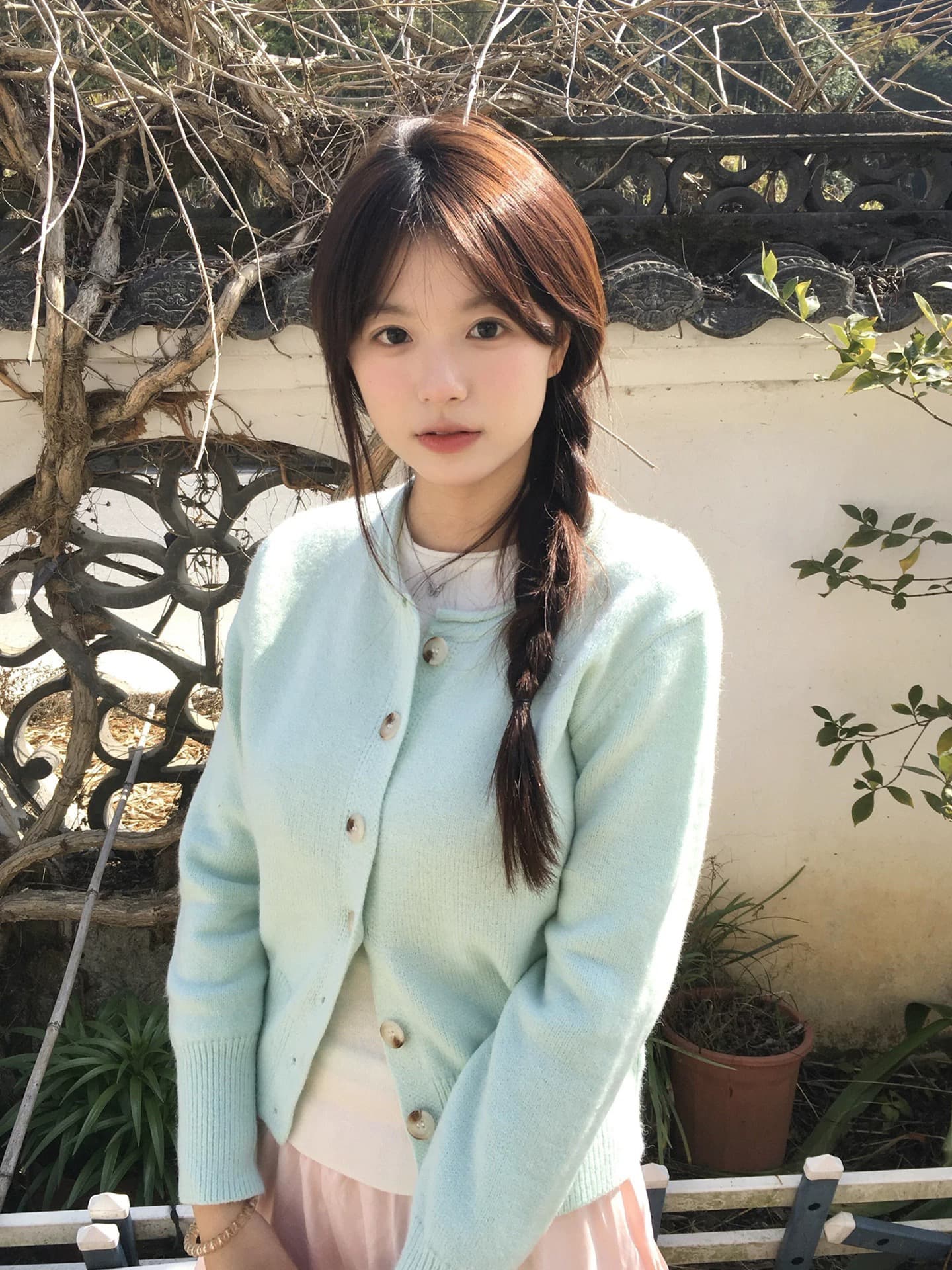 프랑스식 부드러운 바람 봄 녹색 여성 2026 새로운 도파민 착용 가져 가라. 스웨터 오픈 가디건 자이언트 잘 생긴 아름다운 이미지 4