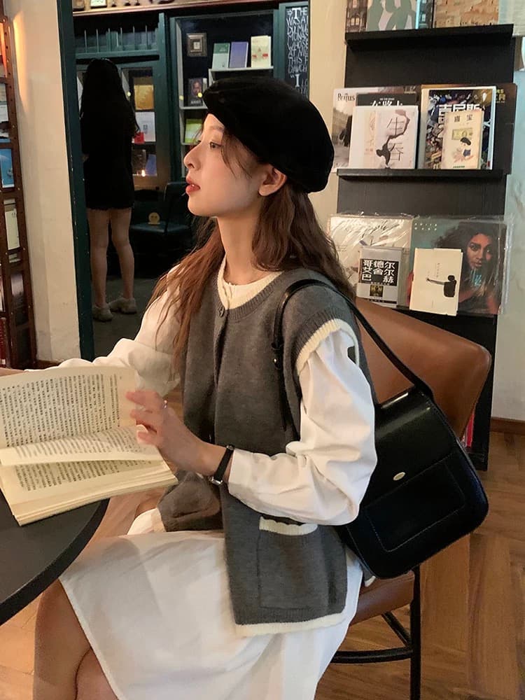 토지 작은 그룹 레이스 조끼 니트 오픈 가디건 2026 가을 여름 새로운 학원 스타일 디자인 센스 작은 대중 인사이드 잡아라. 의류 상세 이미지 1