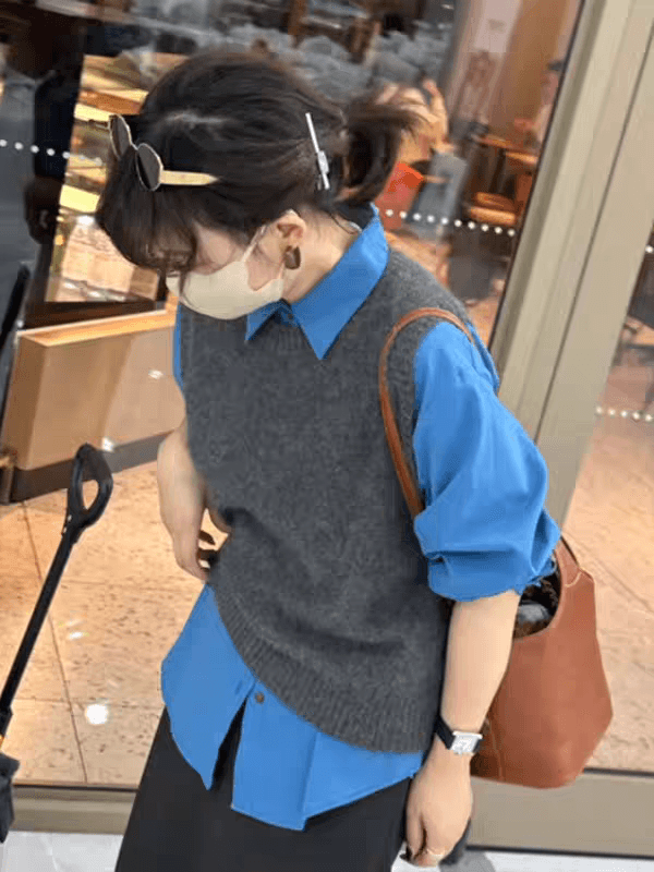 작은 샤넬 스타일 스웨터 니트 베스트 여자 2026 새로운 봄과 가을 고유 한 아름다운 스택 착용 조끼 민소매 맨위