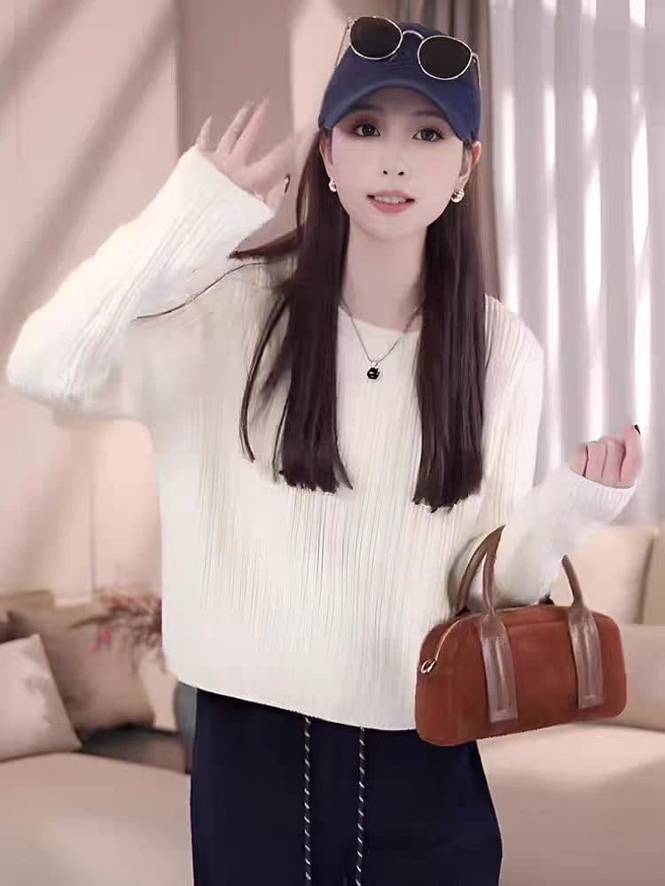 한 부서 레트로 녹색 라운드 넥 풀오버 스웨터 여자 가을 디자인 센스 이후 트임 루즈핏 긴팔 니트 스웨터 맨위 이미지 2