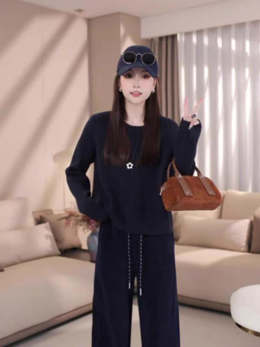 한 부서 레트로 녹색 라운드 넥 풀오버 스웨터 여자 가을 디자인 센스 이후 트임 루즈핏 긴팔 니트 스웨터 맨위 상세 이미지 4
