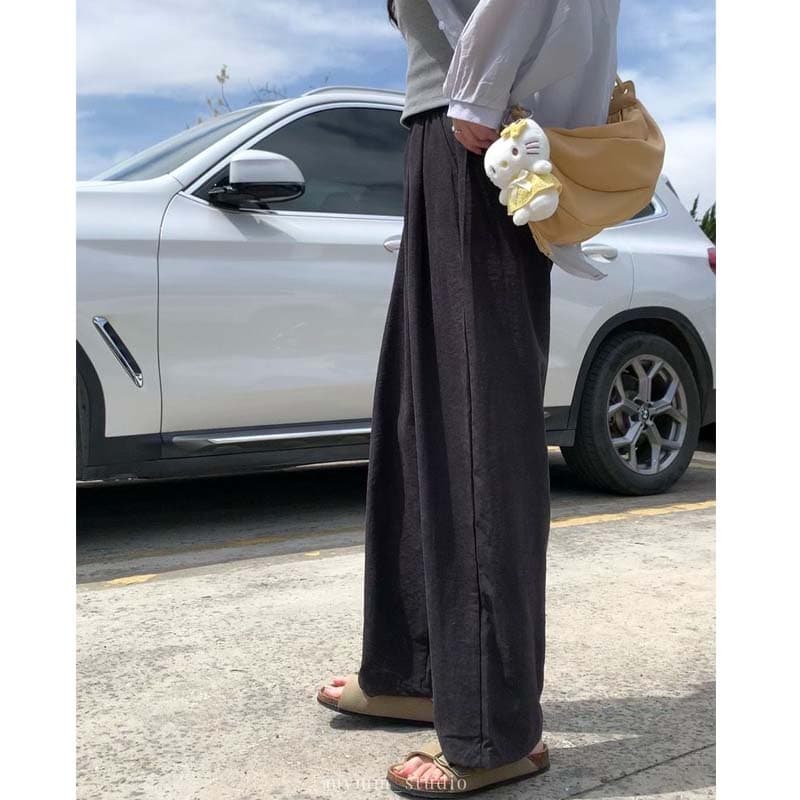 실사 임산부 바지 여름 외출용 새로운 캐주얼 복부 지지 긴 바지 작은 키 스트레이트 와이드 레그 팬츠 이미지 4