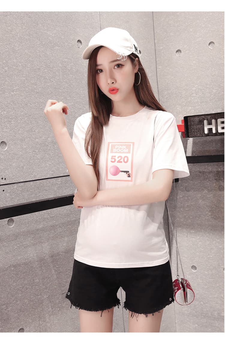 임산부 데님 반바지 외출용 루즈핏 검정색 핫 바지 여름 드레스 복부 지지 거친 가장자리 반바지 상세 이미지 15