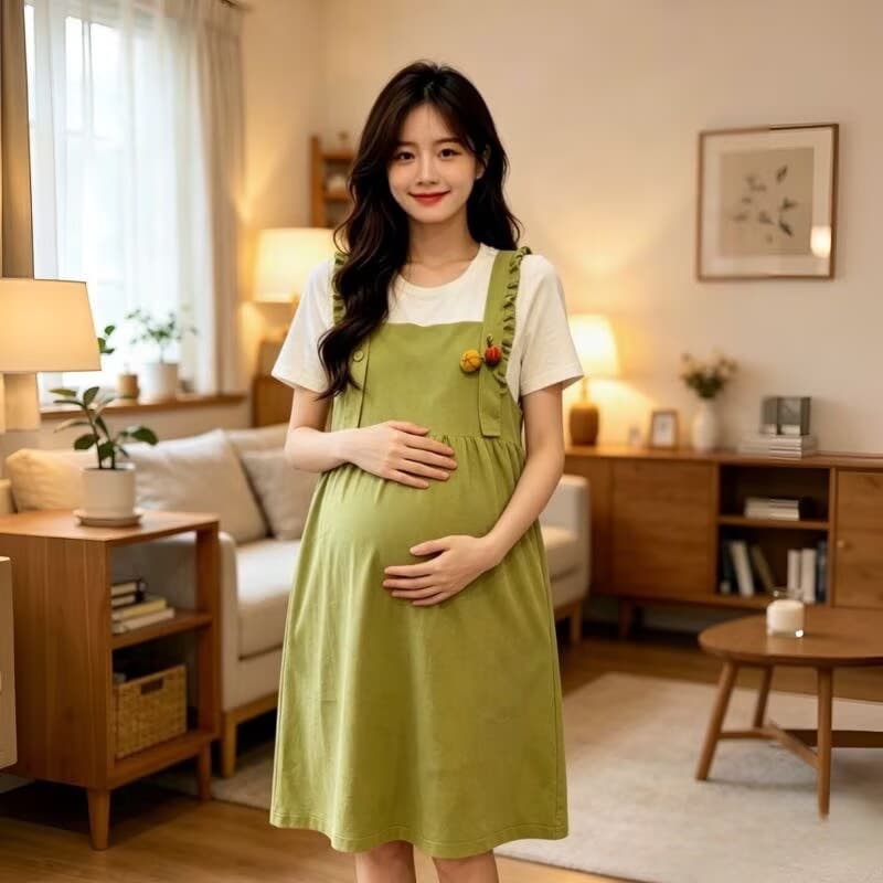 출산 착용 여름 새로운 꽃 프릴 니트 얇은 스타일 가짜 2 피스 슈트 드레스 여름 드레스 이미지 2