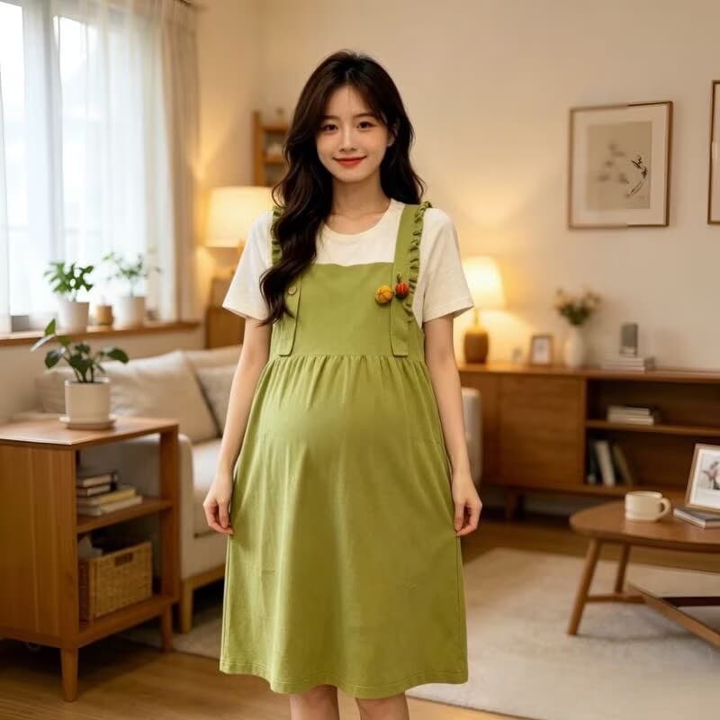출산 착용 여름 새로운 꽃 프릴 니트 얇은 스타일 가짜 2 피스 슈트 드레스 여름 드레스
