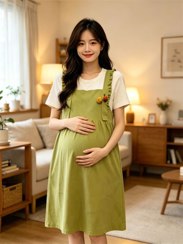 출산 착용 여름 새로운 꽃 프릴 니트 얇은 스타일 가짜 2 피스 슈트 드레스 여름 드레스 상세 이미지 4