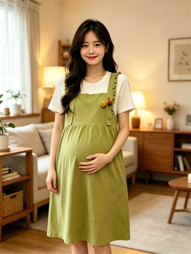 출산 착용 여름 새로운 꽃 프릴 니트 얇은 스타일 가짜 2 피스 슈트 드레스 여름 드레스 상세 이미지 9
