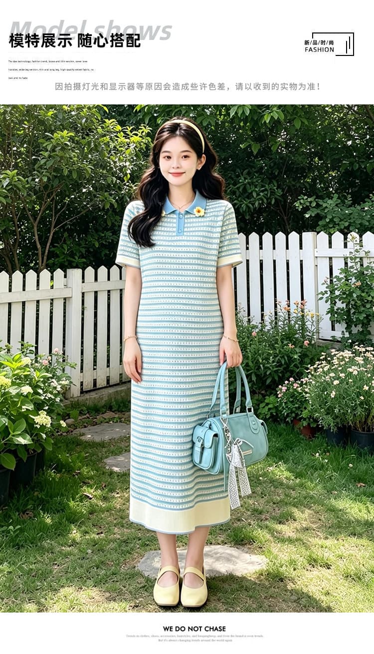 출산 착용 여름 새로운 한국 스타일 루즈핏 니트 빅 사이즈 임산부 드레스 캐주얼 치마 여름 드레스 상세 이미지 10