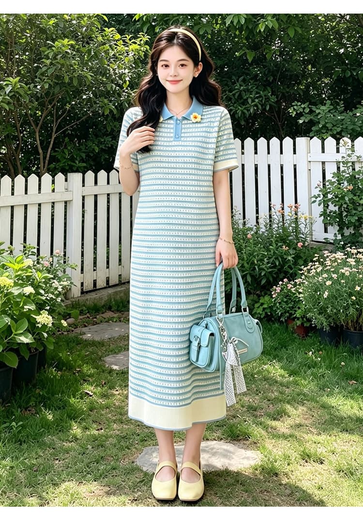 출산 착용 여름 새로운 한국 스타일 루즈핏 니트 빅 사이즈 임산부 드레스 캐주얼 치마 여름 드레스 상세 이미지 11