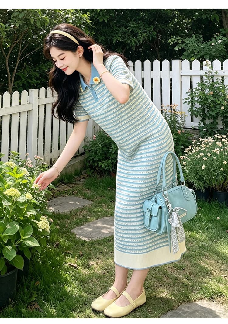 출산 착용 여름 새로운 한국 스타일 루즈핏 니트 빅 사이즈 임산부 드레스 캐주얼 치마 여름 드레스 상세 이미지 17