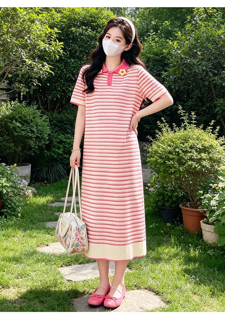 출산 착용 여름 새로운 한국 스타일 루즈핏 니트 빅 사이즈 임산부 드레스 캐주얼 치마 여름 드레스 상세 이미지 19