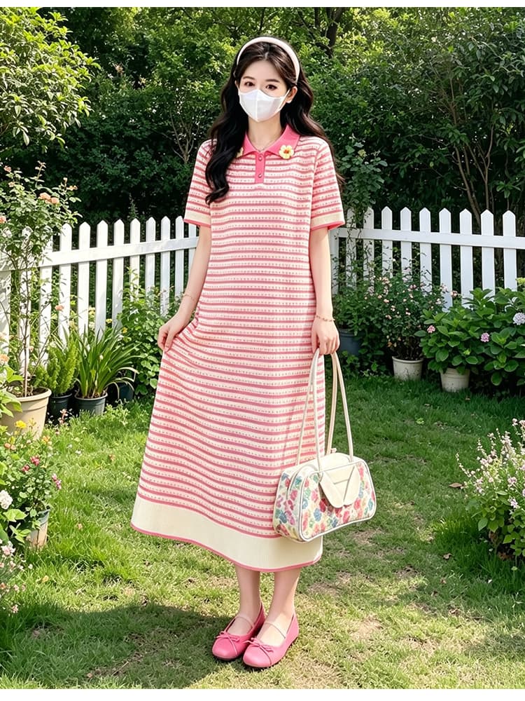 출산 착용 여름 새로운 한국 스타일 루즈핏 니트 빅 사이즈 임산부 드레스 캐주얼 치마 여름 드레스 상세 이미지 22