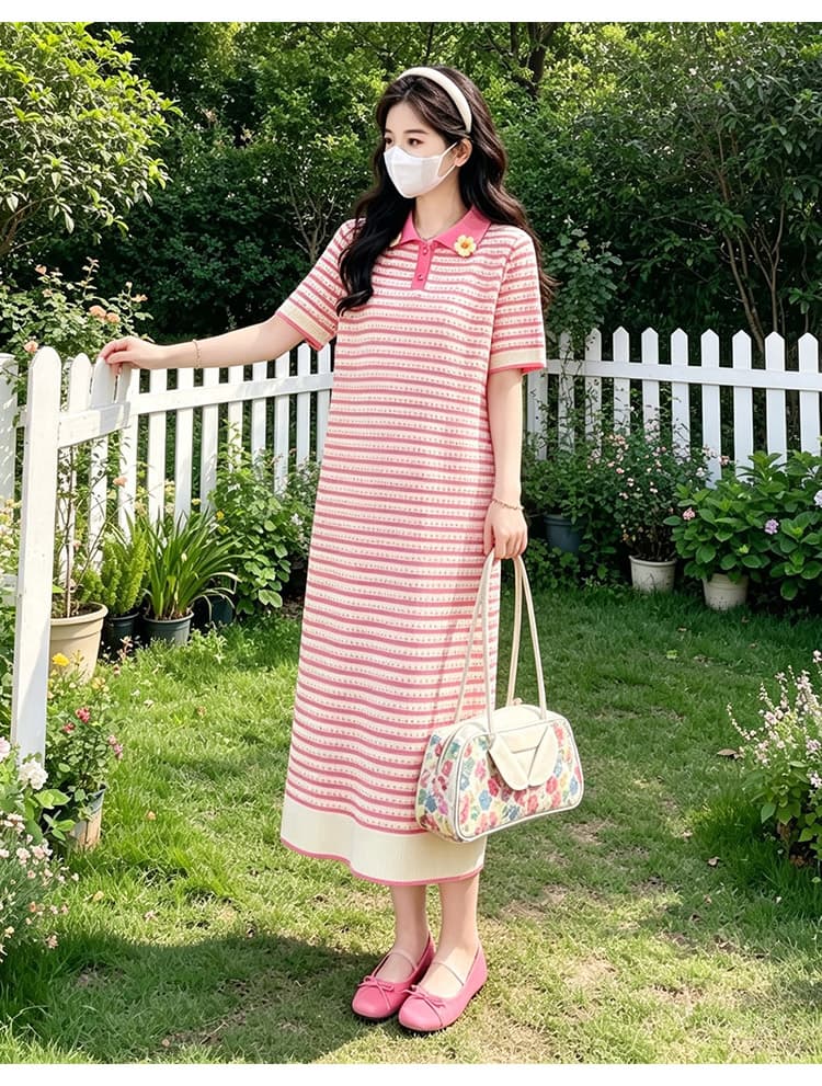 출산 착용 여름 새로운 한국 스타일 루즈핏 니트 빅 사이즈 임산부 드레스 캐주얼 치마 여름 드레스 상세 이미지 23