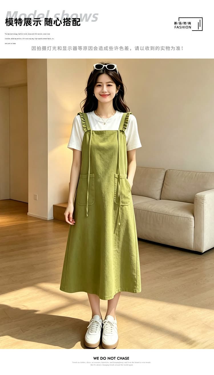 출산 착용 여름 새로운 니트 얇은 스타일 페이크 레이어드 드레스 여름 드레스 상세 이미지 11