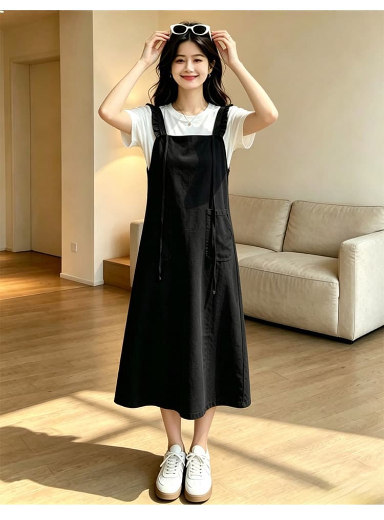 출산 착용 여름 새로운 니트 얇은 스타일 페이크 레이어드 드레스 여름 드레스 상세 이미지 18