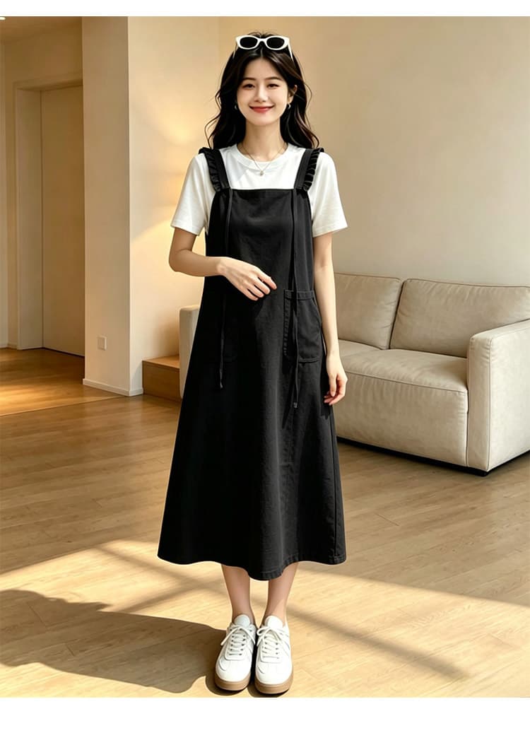 출산 착용 여름 새로운 니트 얇은 스타일 페이크 레이어드 드레스 여름 드레스 상세 이미지 22