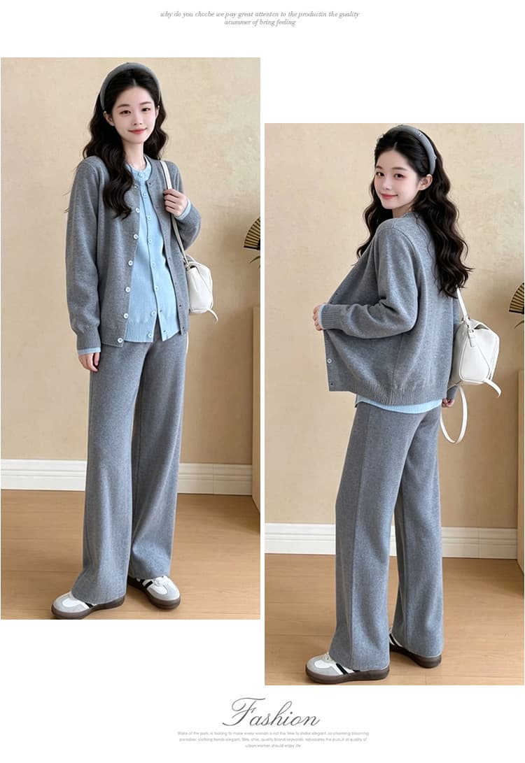 임산부 봄 가을 새로운 패션 루즈핏 가짜 세 조각 캐주얼 세트 가을 겨울 맨위 복부 지지 바지 상세 이미지 13