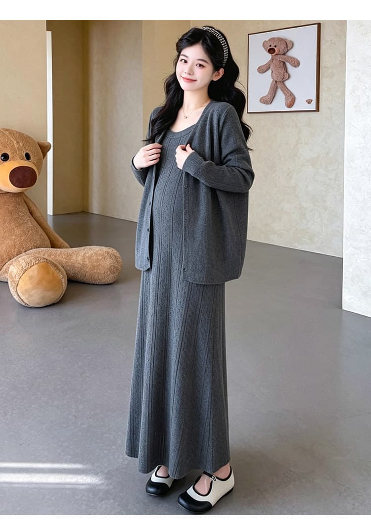 임산부 가을 새로운 패션 루즈핏 빅 사이즈 임산부 드레스 투피스 슈트 상세 이미지 11