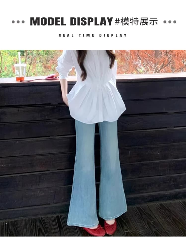 2026 새로운 봄과 가을 옷 임산부 청바지 루즈핏 캐주얼 부츠컷 넓은 바지 바지 가을 겨울 나팔 청바지 상세 이미지 5