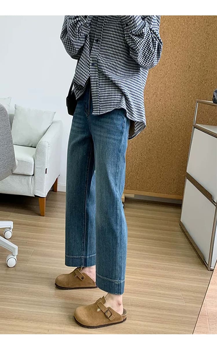 2026 새로운 임산부 데님 다용도 스트레이트 넓은 다리 청바지 캐주얼 봄 가을 겨울 넓은 측면 슬림해 보이는 임산부 바지 상세 이미지 19