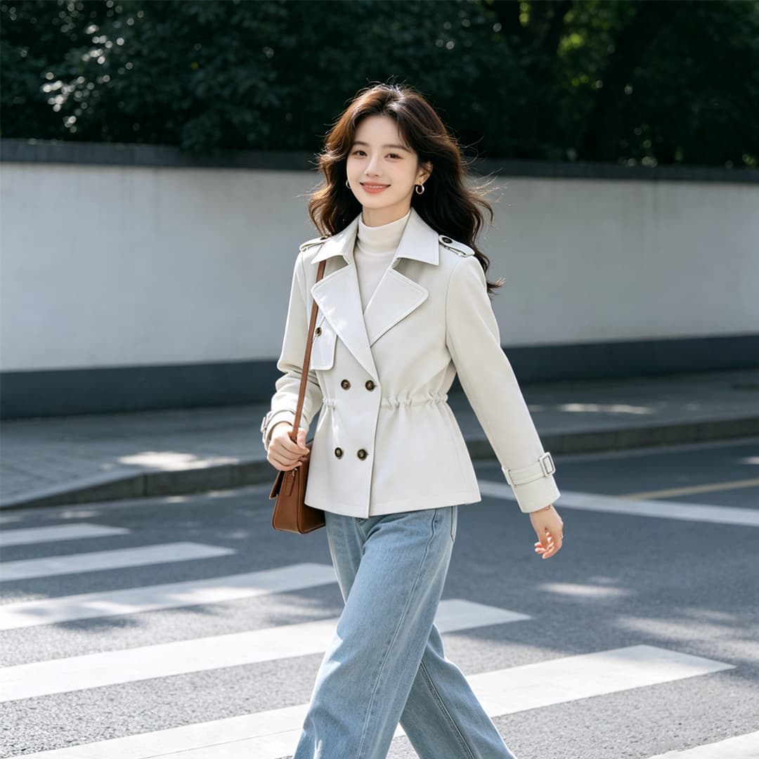 2026 년 고급 센스 작은 키 카키 색 쇼트 스타일 바람막이 펌프 로프 여자 새로운 봄 가을 품격 허리 수축 재킷 상세 이미지 8